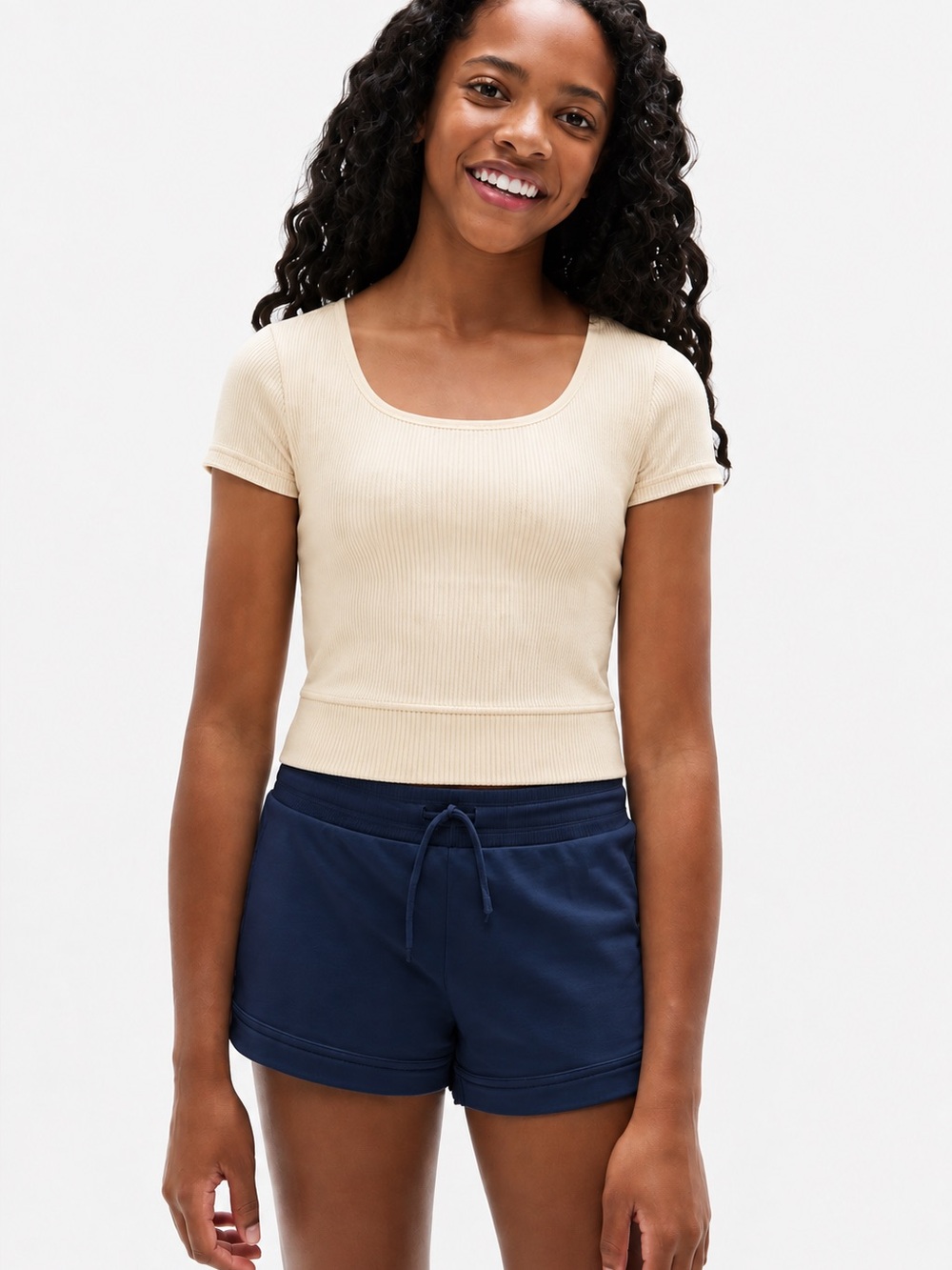 Athleta Girl Rise Above Rib Crop Tee Yellow Size Small